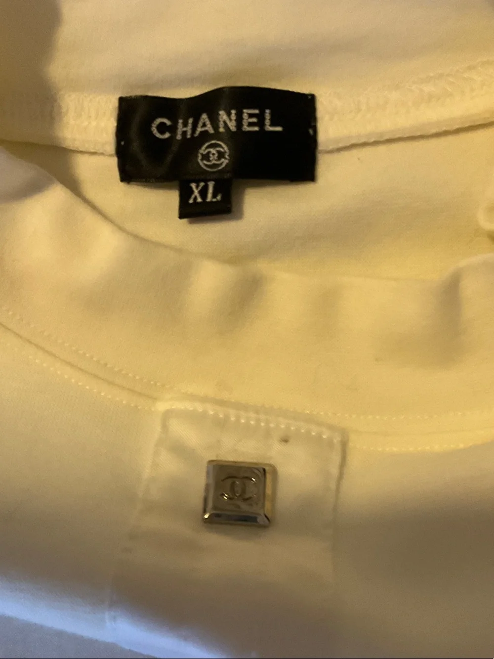 CHANEL Ivory Button-Front Long Sleeve Sweatshirt